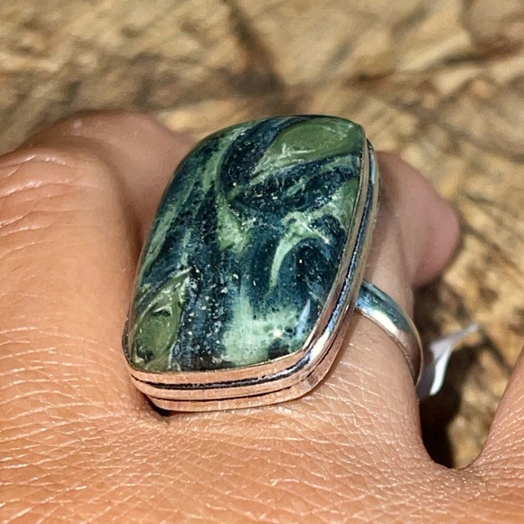 Crocodile Kambaba Jasper Ring Size 9 1/4 “Peace & Tranquility Stone” - Picture 5 of 8